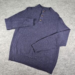 UNTUCKit Gordonne Sweater Mens XL 1/4 Button Navy Lambswool 41313 Cabincore‎ EUC